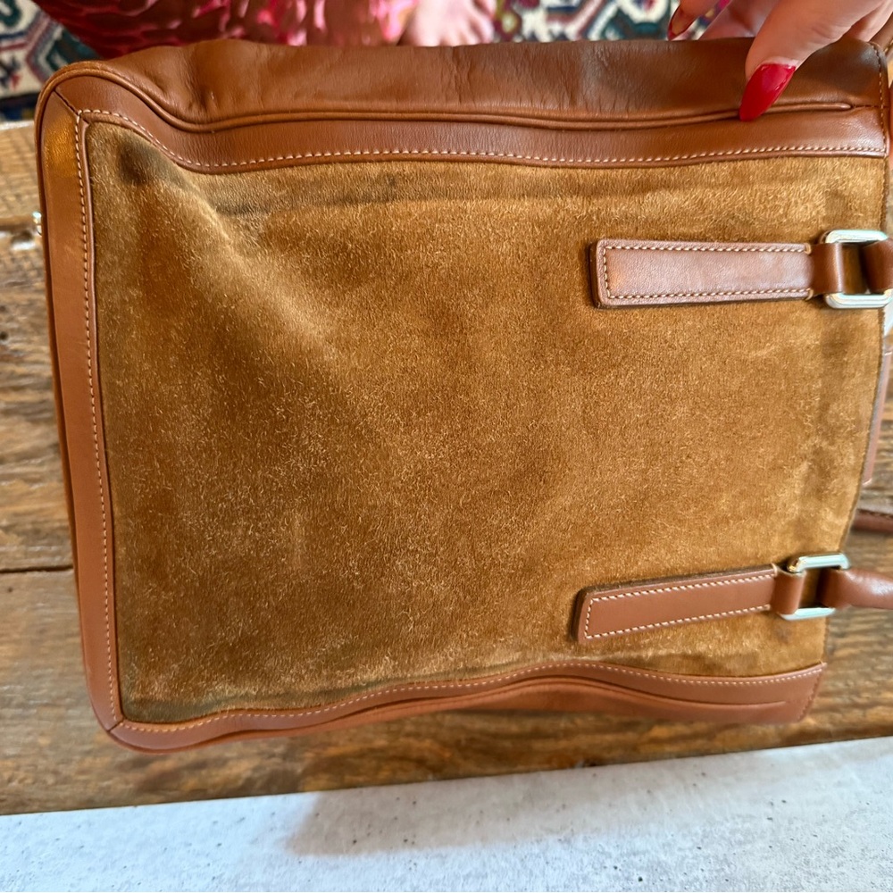 Vintage 2001 Coach Suede & Leather Tote Bag F1P-9424 – Made in Costa Rica - Picture 10 of 13